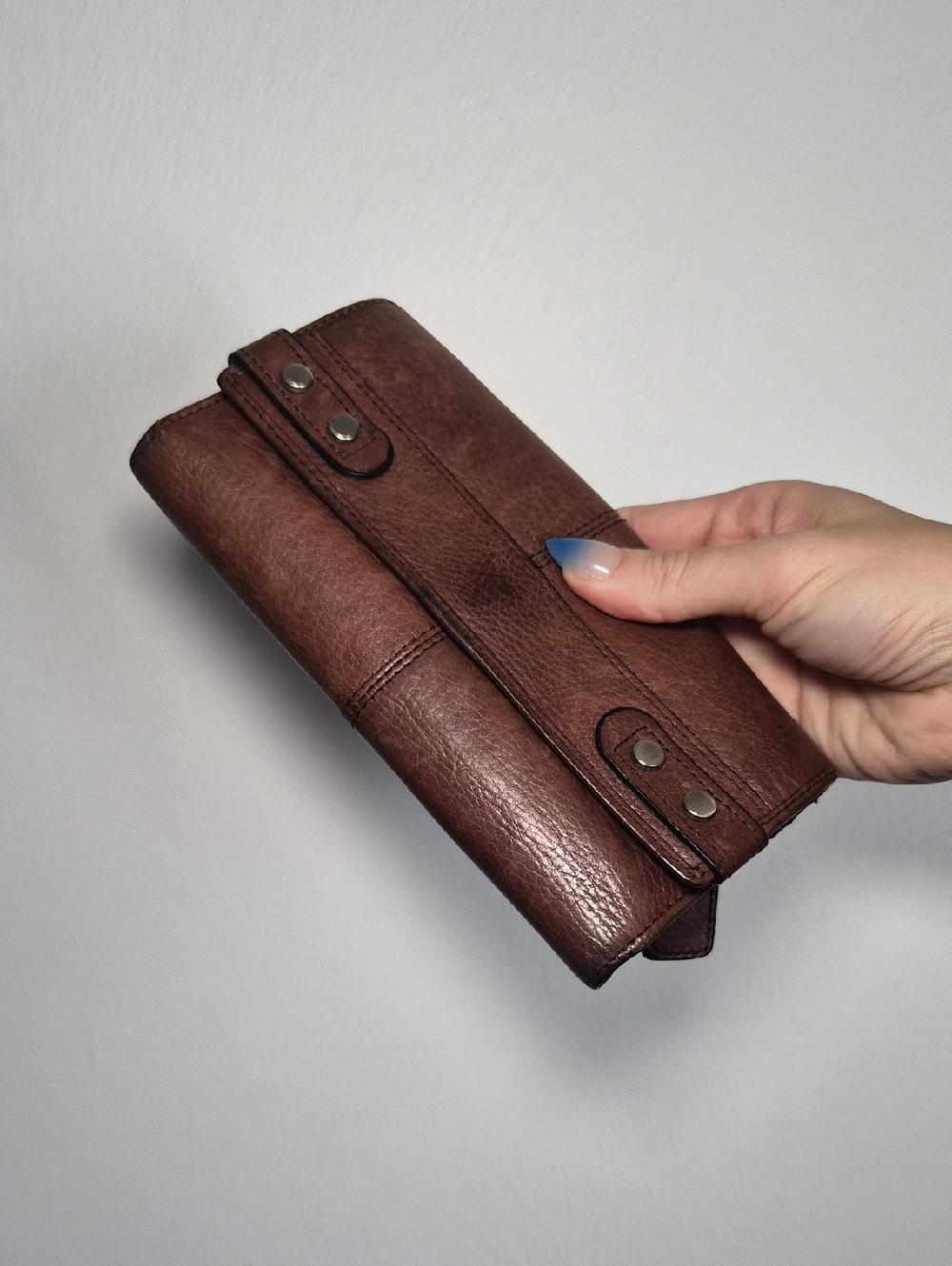 Fossil Brown Leather Zip-Front Wallet